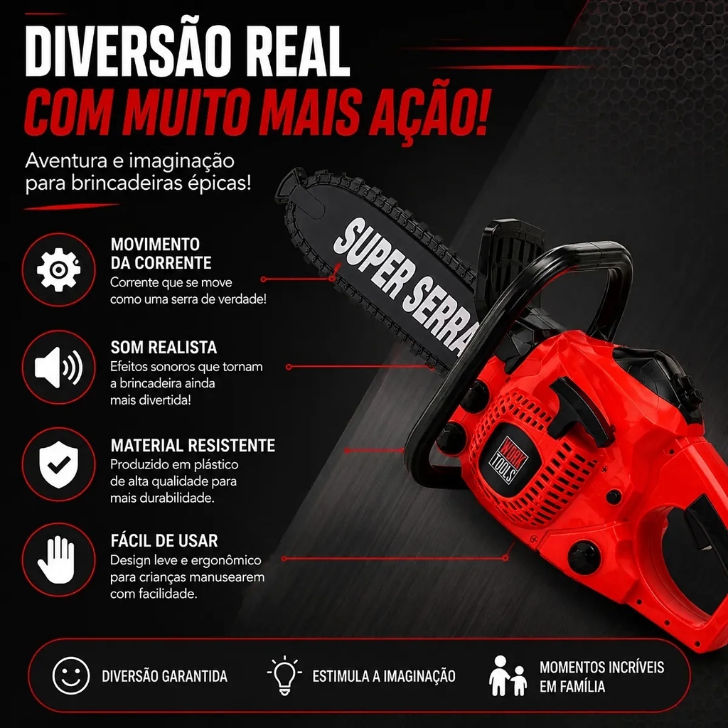 Motosserra Elétrica Brinquedo Infantil Com Som E Movimento — imagem 2 de 2