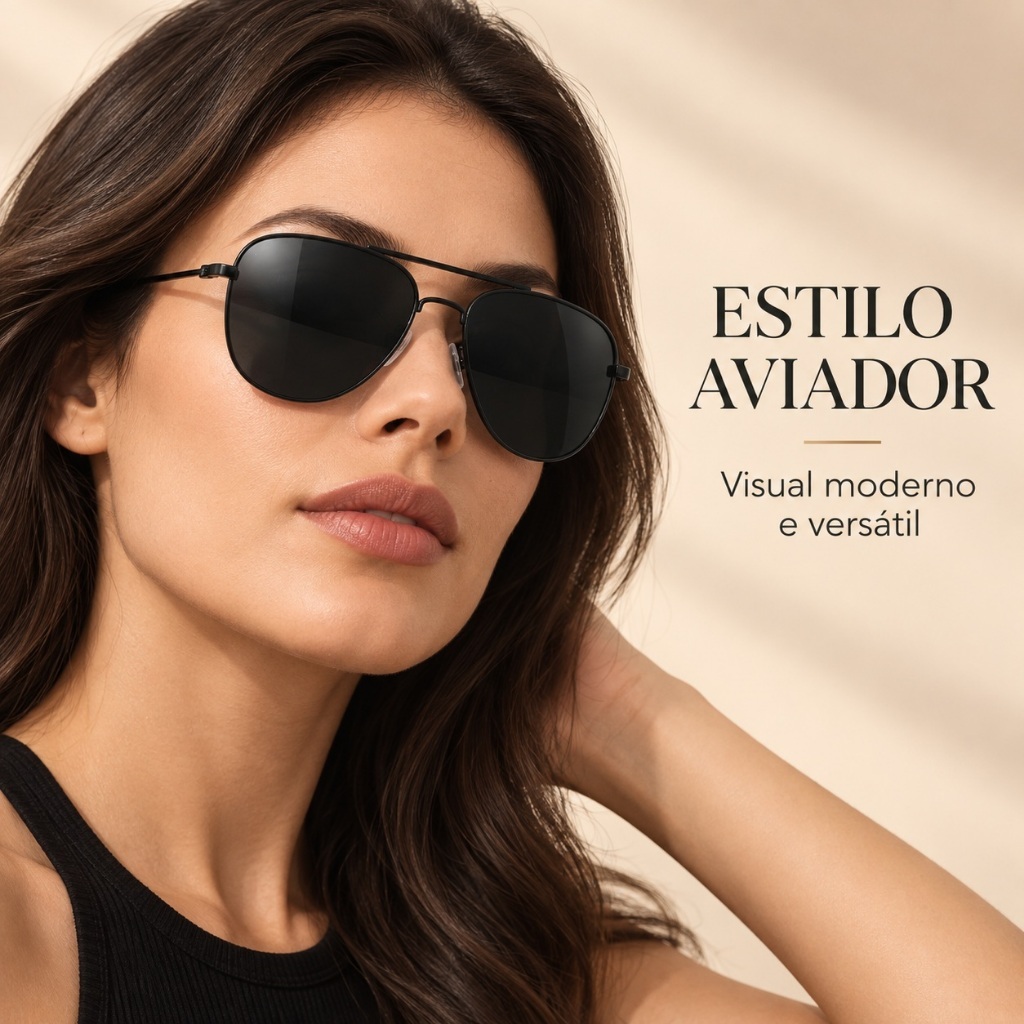 Óculos de Sol Aviador Preto UV400 Unissex com Case Masculino Feminino — imagem 2 de 2