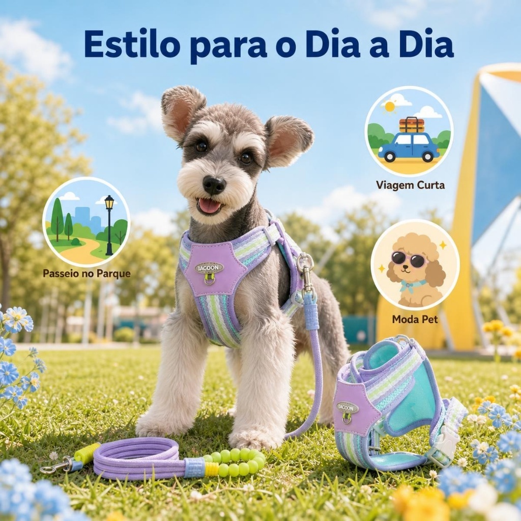 Colete Peitoral com Guia para Cães Pequeno e Médio Porte – Segurança e Conforto