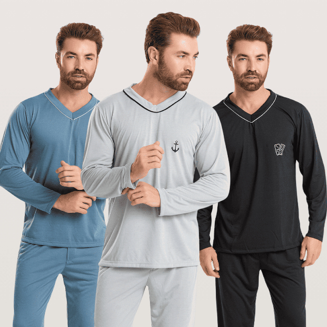 Pijama Longo Masculino - Roupa de Dormir Calça Comprida Inverno
