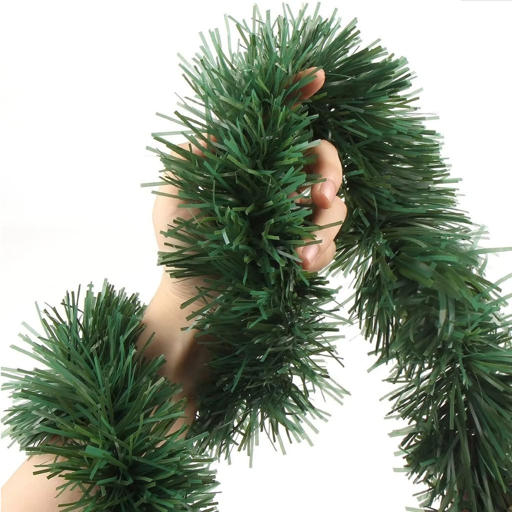 Festão de Natal Luxo 2m x 8cm Verde Escuro e Nevado Pontas Brancas Decoração Natalina Árvore e Porta