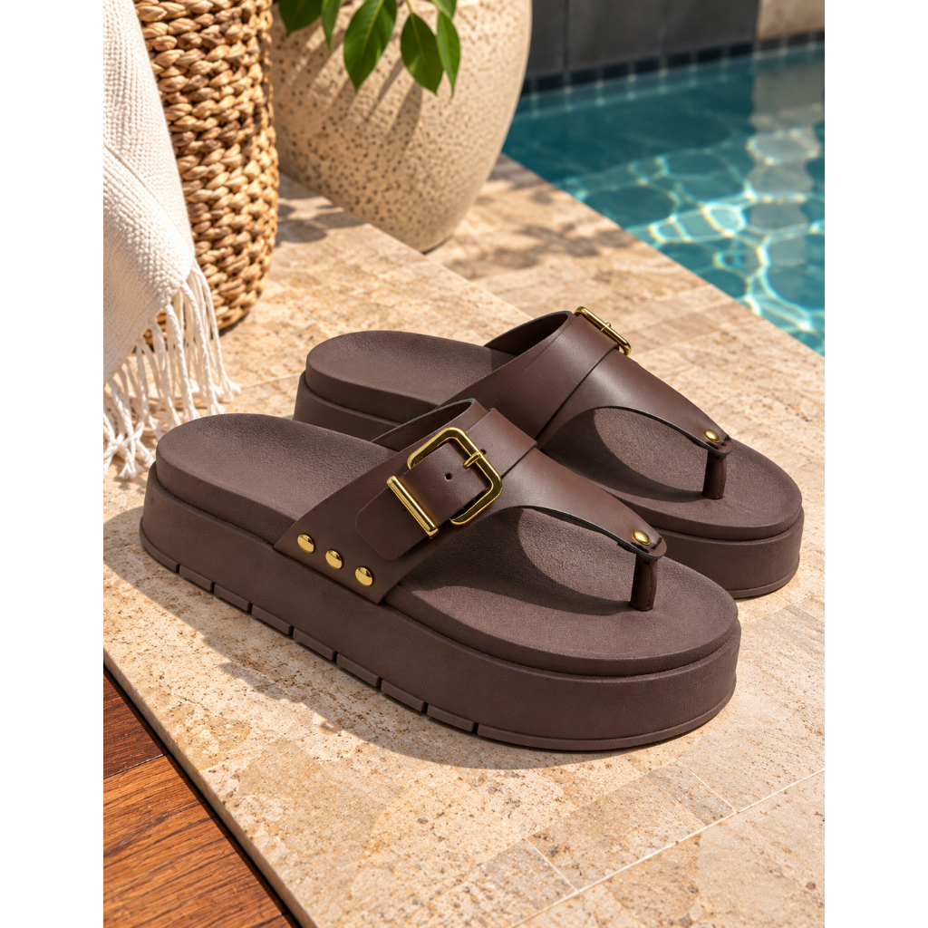 Sandália Feminina Papete Plataforma Alta Chinela Confortável Casual Para Dia a Dia Moda Verão