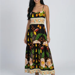 vestido midi estampado com lastex e bojo verao