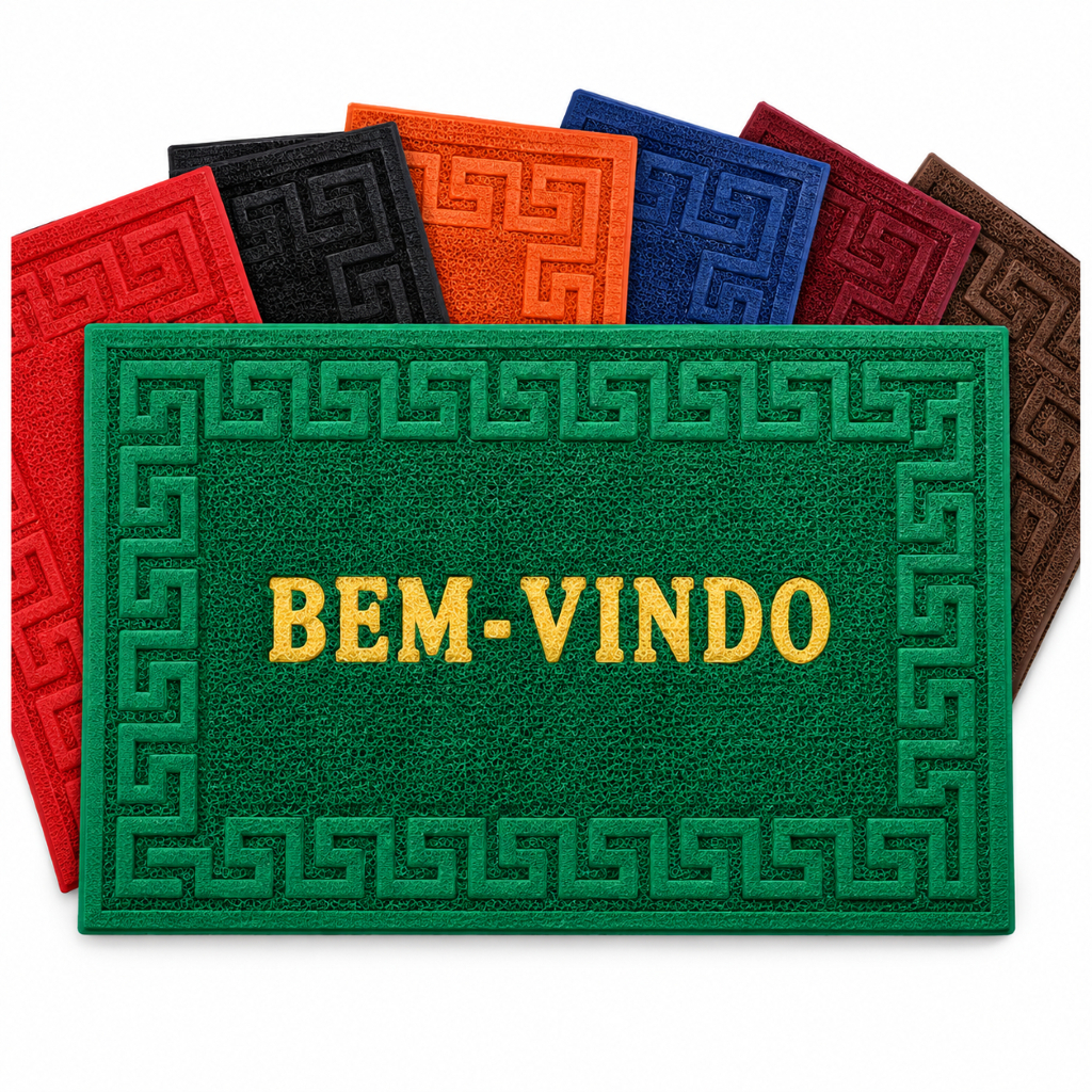 Tapete Capacho Entrada Bem Vindo Vinil 38x58 Antiderrapante Lavável Porta Casa Comércio