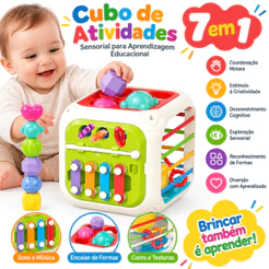Brinquedo Interativo Criança Cubo Multiatividades 7 em 1 Buba Bebê