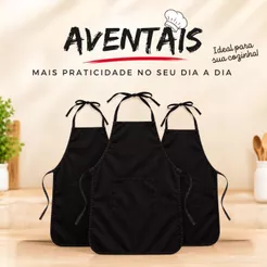 Avental Garçom Bartender Lanchonete Padaria com Bolso Unissex Ajustável Tactel Secagem Rápida