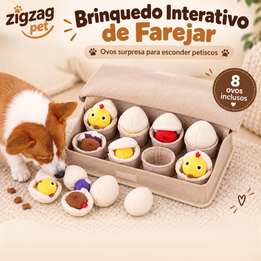 Brinquedo Interativo para Cachorro Ovos Surpresa 8 Peças Tapete de Faro Petiscos Enriquecimento Ambiental