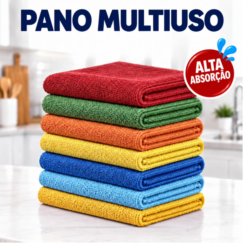 Kit 10 Panos Microfibra Multiuso para Limpeza Vidro Pia Alta Absorção Resistente Varias Cores Envio Ful Imedito