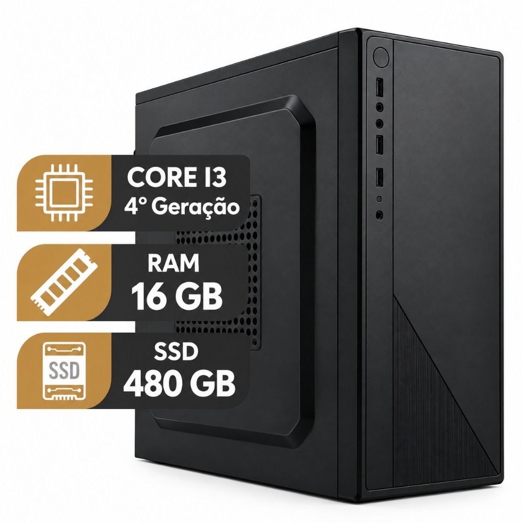 Computador Cpu Core I3 4ª Geração 16gb Ddr3 Ssd480gb Wifi