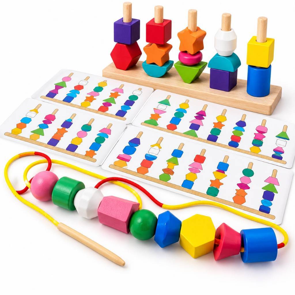 Brinquedo Educativo +3 ANOS Com 20 Peças e Base e Corda Para Criança