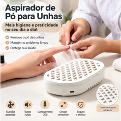 Coletor de Pó de Unhas Sem Fio Alta Potência Aspirador Profissional para Manicure Salão de Beleza