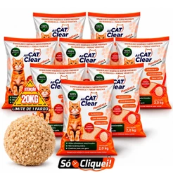 Kit 7 Pacotes 2 a 14KG Areia de Gato All Cat Clear Mandioca Granulado Biodegradável Evita Odores Alta Absorção Torrão