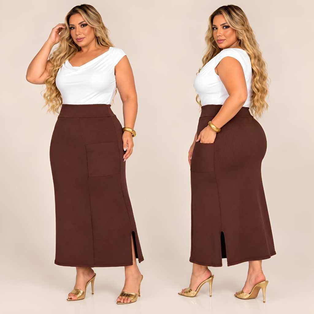 Saia Feminina Evangélica Plus Size Zero Transparência GG G1 G2 G3 G4 G5 G6 G7