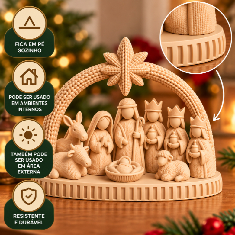 Presépio Natalino Decorativo Sagrada Família Enfeite de Natal para Casa e Presente — imagem 2 de 2