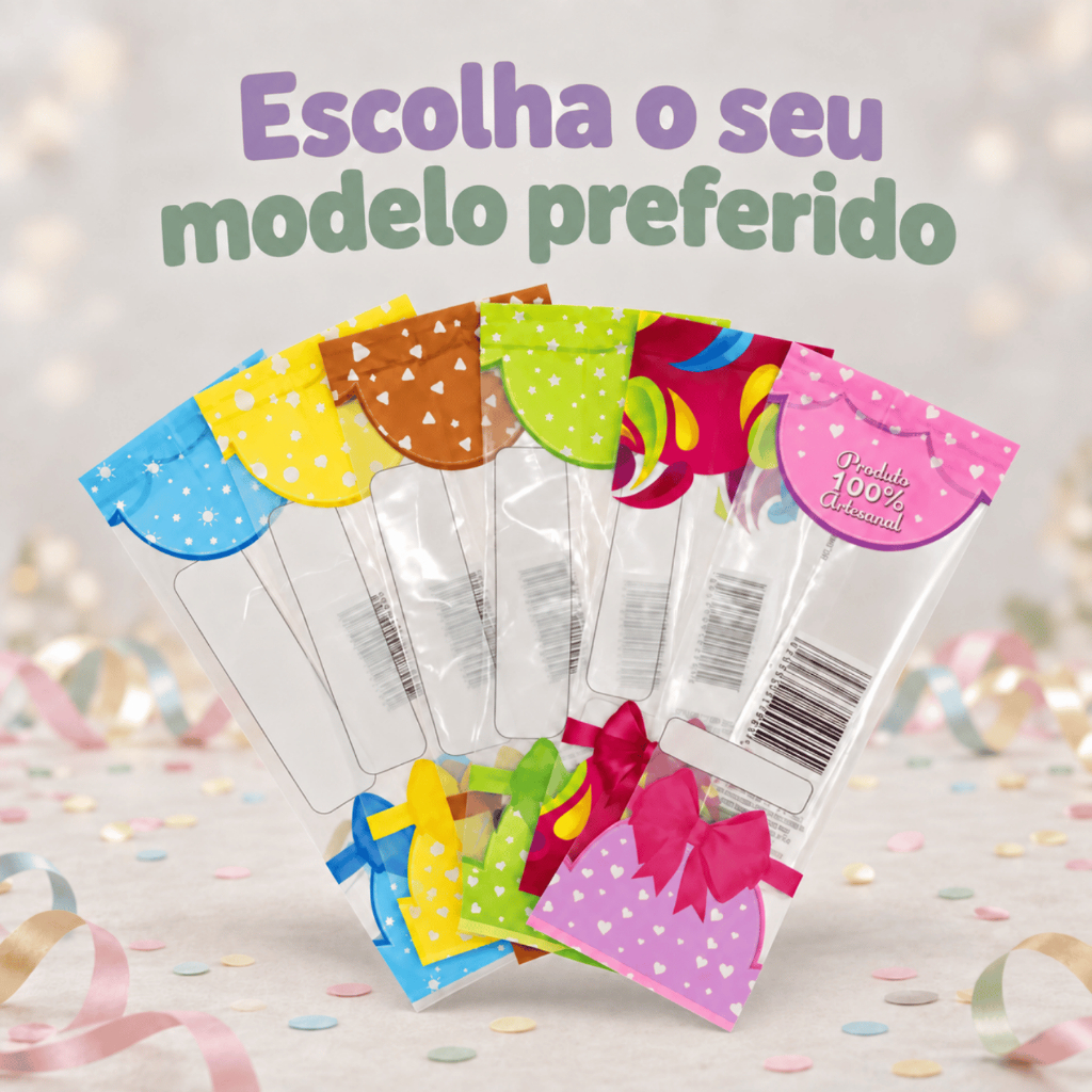 1~4 Pcts | Embalagem Higiênica Externa BOPP 7x19 | Geladinho Gourmet | LACINHO