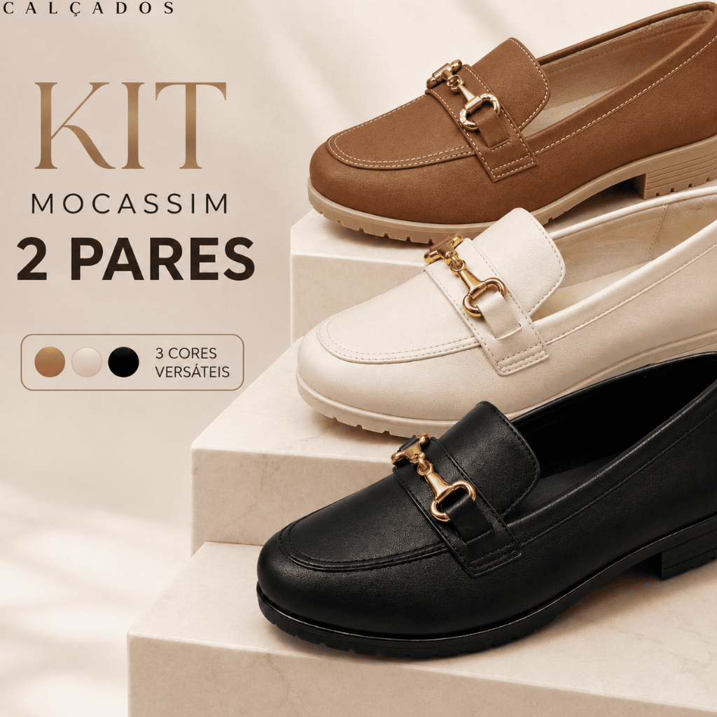 Kit 2 Pares Sapato Mocassim Social Feminino Confortável - LANÇAMENTO