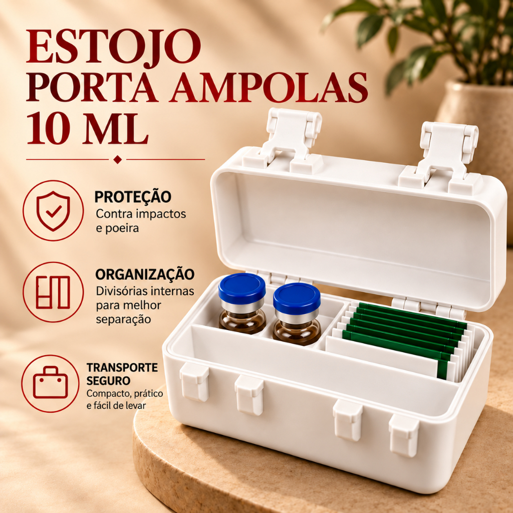 Porta Ampolas 10ml | Estojo Organizador Caixa para Transporte Armazenamento Proteção e Organização de Ampolas