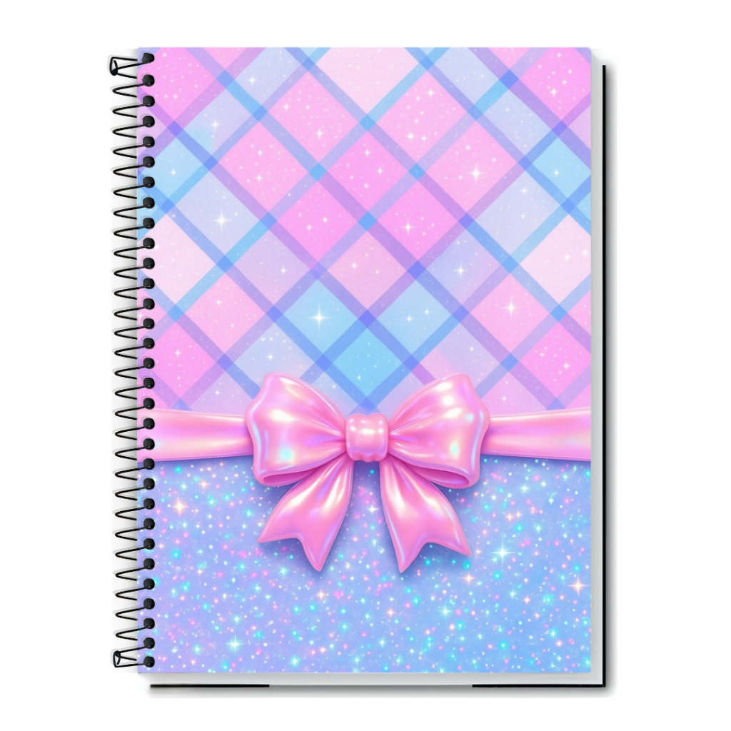 Caderno Escolar Tema Laço | Fofo & Delicado | Capa Dura com Espiral | 1, 10, 15 e 20 Matérias | Diversos Modelos