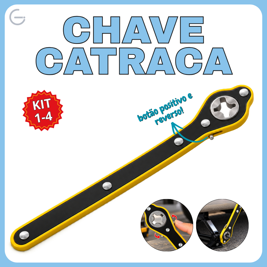 Chave de Catraca para Macaco de Carro Resistente e Prática Giratória 360° Sanfona Automotivo