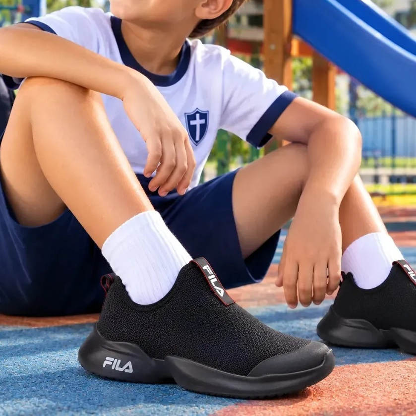 Tênis Infantil Fila Funny Original Tenis Criança Calce Fácil Sem Cordão Tênis Kids Confortável