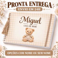 Caderno ou Livro de Mensagens ou de assinaturas Chá de Bebê | Todos os temas | Personalizado Menino