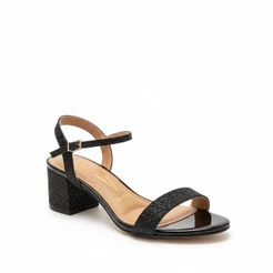 Sandália Vizzano Casual Salto Médio Quadrado Feminina Preto Glitter