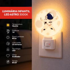 Luminaria Mini Abajur Luz Noturna Astronauta 1w 3000k Branco Quente 110v/220v Bivolt Branco Cod: 151140574 Avant
