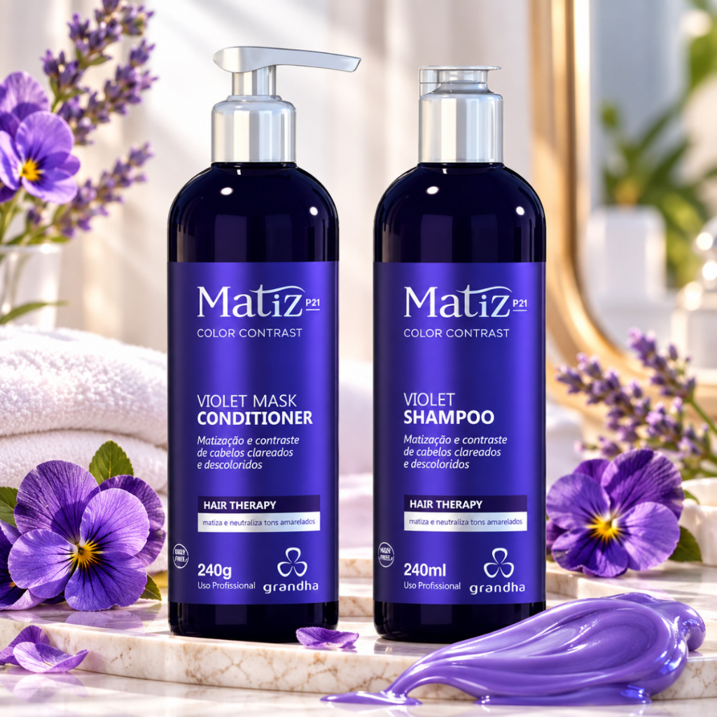 Condicionador E Shampoo Matizador para Cabelo Loiro ou grisalho 240 Ml grandha