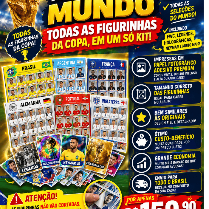 ADESIVO TODAS AS FIGURINHAS DA  COPA DO MUNDO 2026 COMPLETA!   (ATENÇÃO! VÃO EM PAPEL ADESIVO E NÃO VÃO CORTADAS).