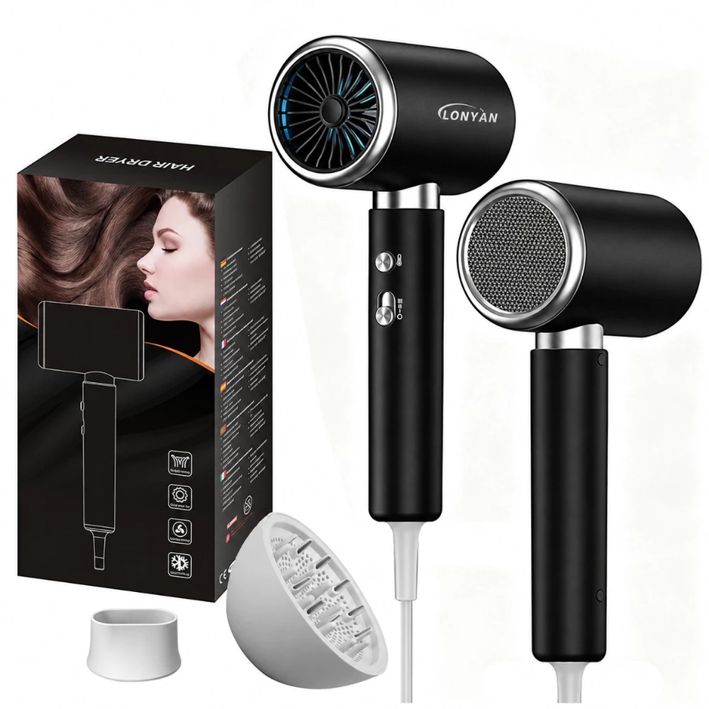 Secador de Cabelo Profissional com Diffuser e Concentrador LONYAN 220V 127V 110V 2000W íons Silencioso Que Reduz o Frizz