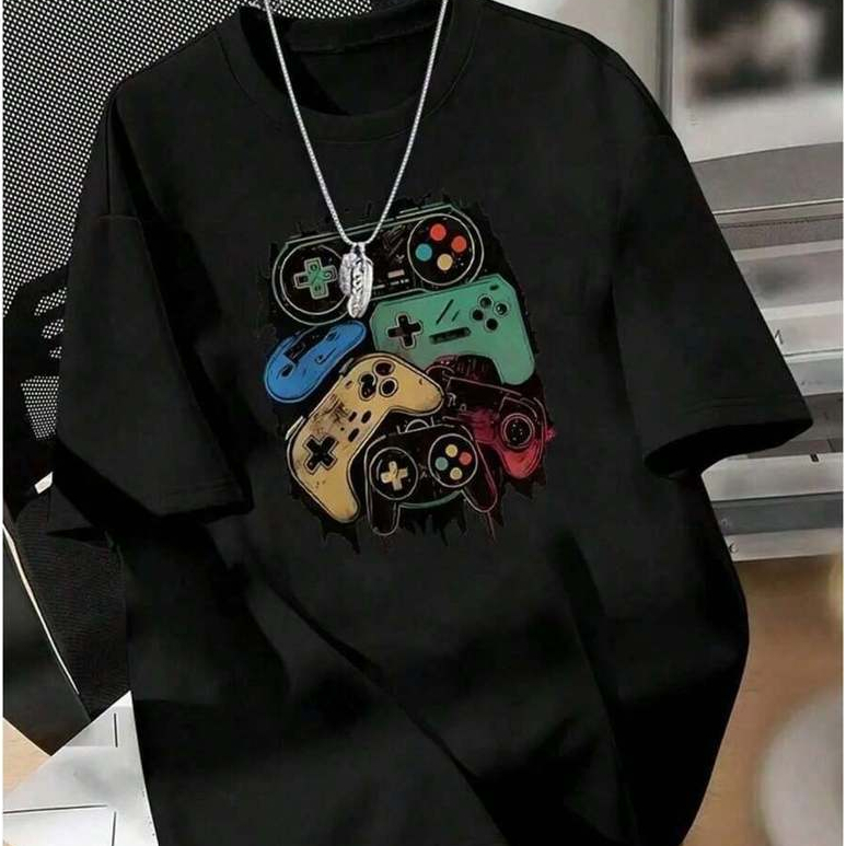 Camiseta Infantil Juvenil Estampa Controles De Vídeo Game Casual Algodão  Premium