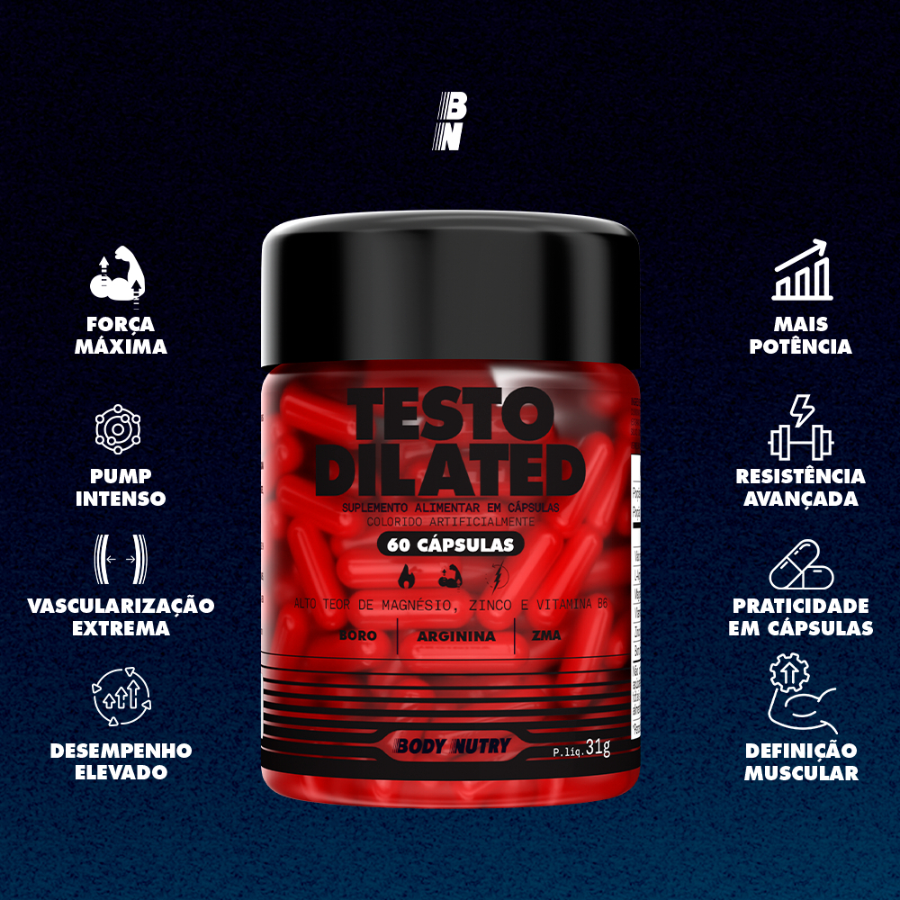 Kit Testo Dilated 60 Cápsulas + Testo X Black 60 Cápsulas Massa, Potência e Energia - Body Nutry — imagem 2 de 2