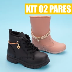 Kit 2 Pares Bota Infantil Menina Feminina Botas Menina Qualidade