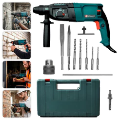 Martelete Furadeira de Impacto 1200w Rompedor Demolidor Perfurador Profissional Com Maleta Acessorios