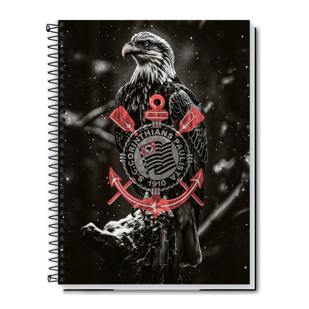 Caderno Personalizado Corinthians | Capa Dura & Espiral | 1,10,15 e 20 Matérias | Torcida | Escolar e Universitário