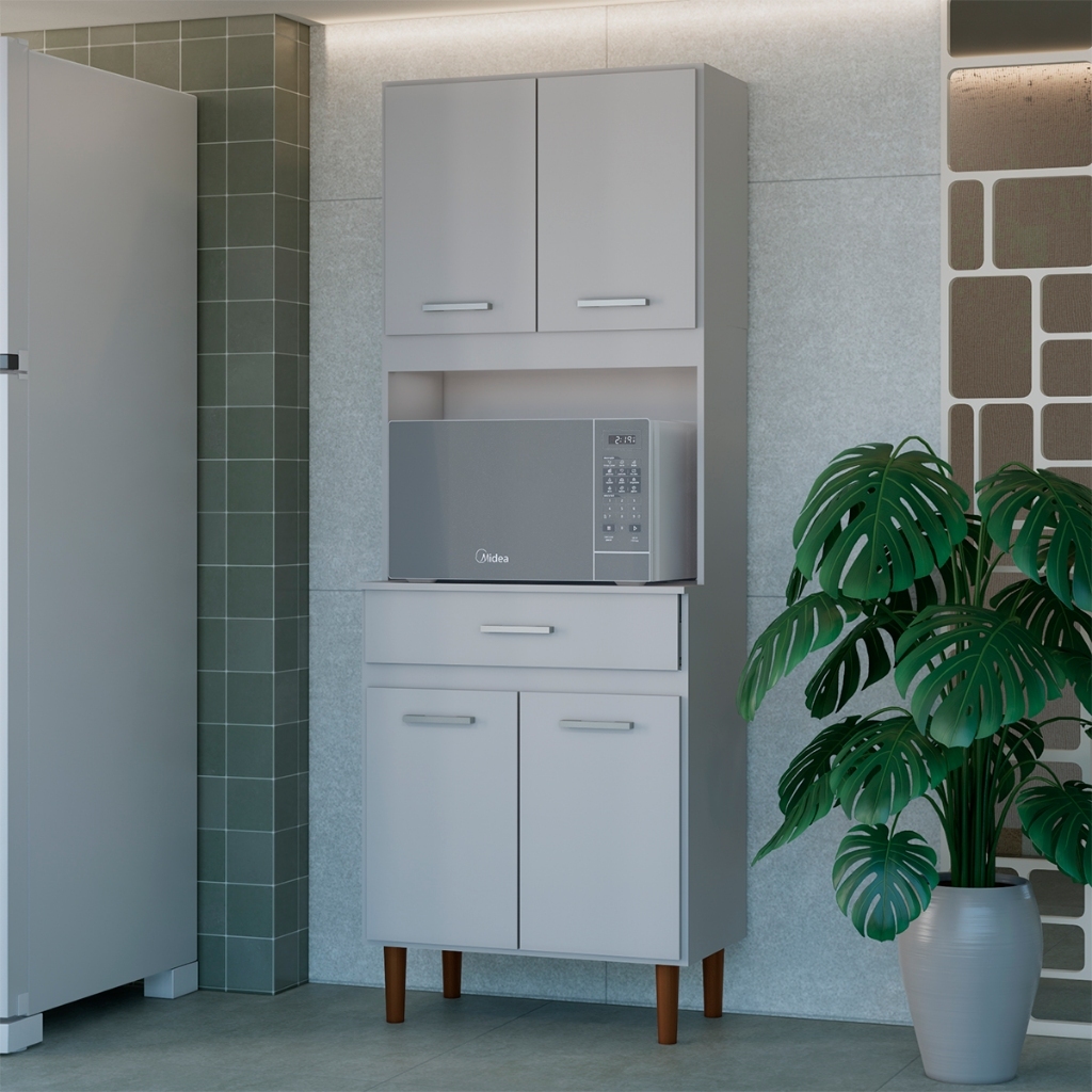 Armário de Cozinha Compacto Móveis Bonatto com Balcão e Nicho Organizador