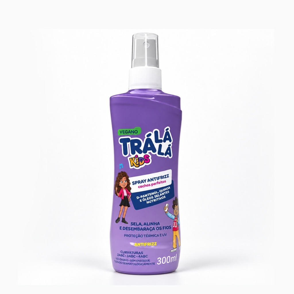 Spray Anti Frizz Cachos Perfeitos Com Proteção Térmica 300ml Trá Lá Lá Kids