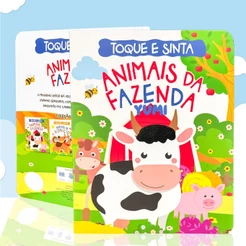 Livro Sensorial Bebê | Toque E Sinta O Mundo da Fazenda Animais de Estimação Texturas Para Crianças