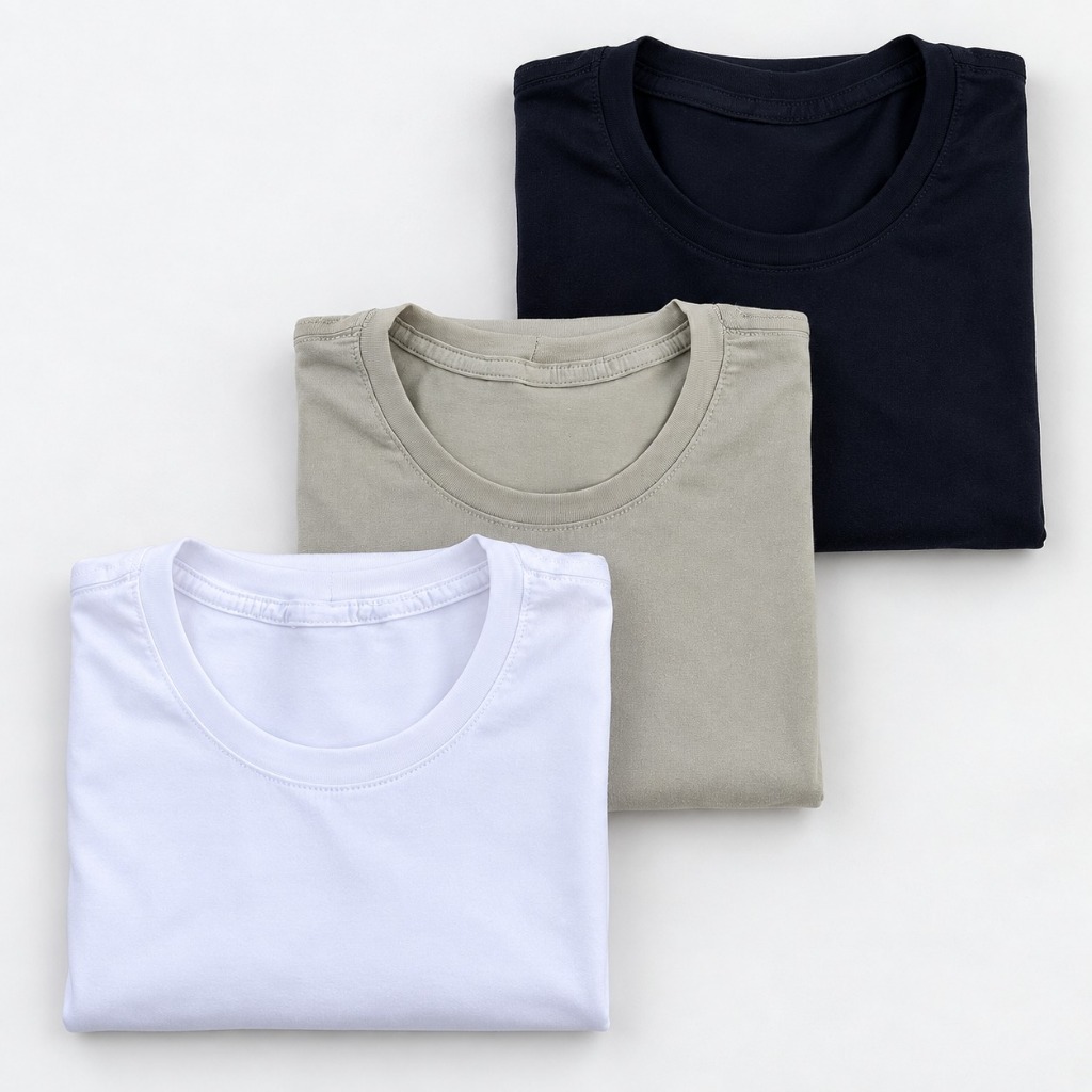 Kit 3 Camisetas Femininas Premium Algodão com Elastano T-shirt Gola Redonda Sokitt