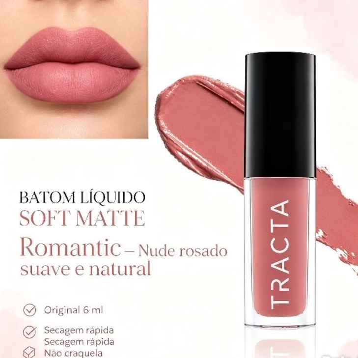 Batom Soft Matte Tracta 4ml Longa Duração Alta Pigmentação