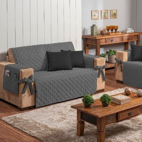Protetor para Sofa 2 e 3 lugares com Laço Matelado Com Bolso Promoção