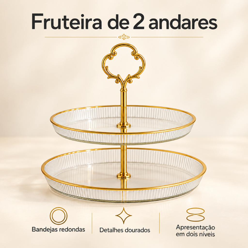 Suporte de Doces e Petiscos de 2 e 3 Andares  Decorativa para Mesa Posta, Festas, cha da tarde e eventos