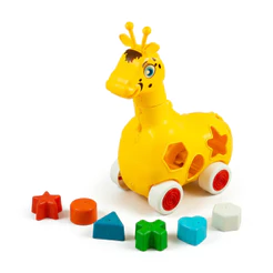 Girafa Lola de Brinquedo Educativa de Encaixar Infantil Com Peças de Encaixe e Rodinhas | QUEEN SHOP