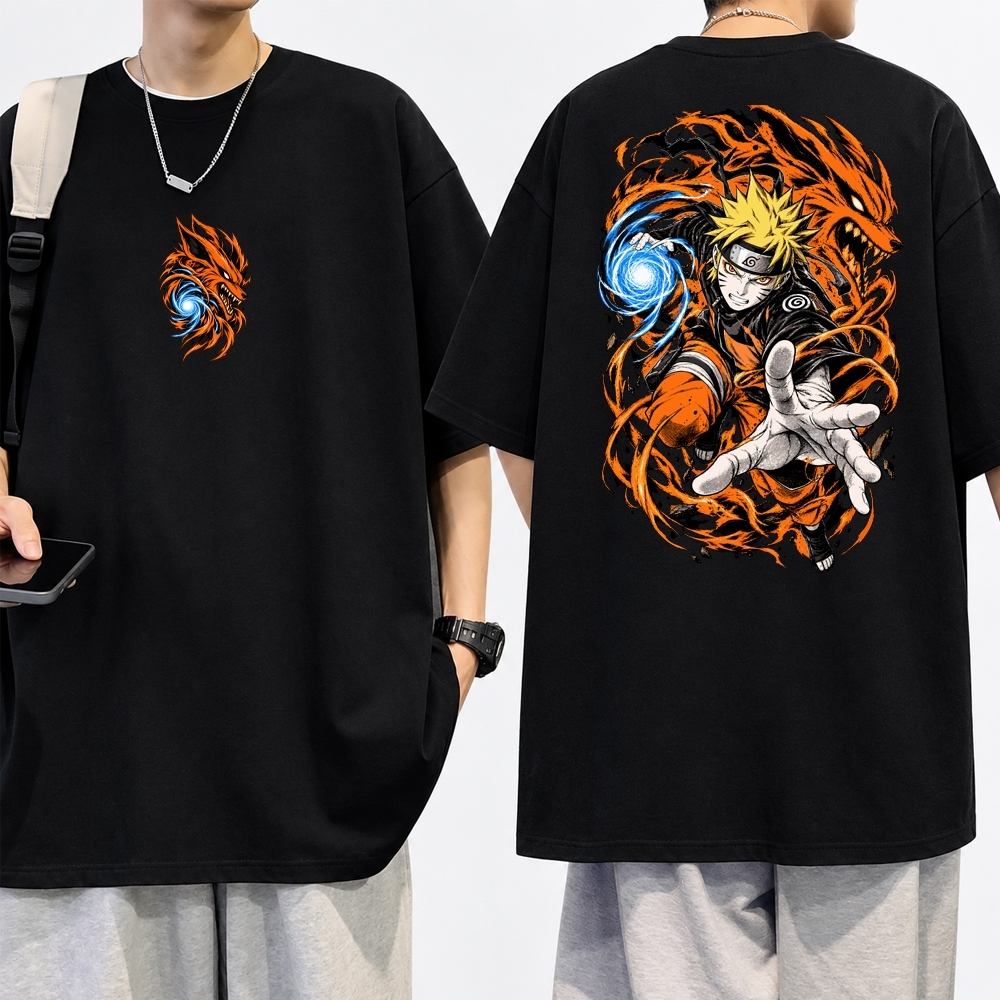 Camiseta Anime Naruto Razengan Raposa de 9 Caudas Personagem Estampada 100% Algodão Várias Cores Plus Size Unissex