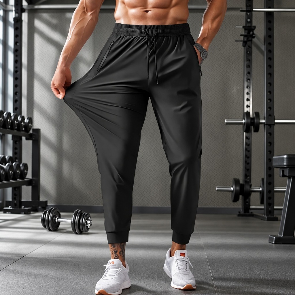 Calça Masculina Jogger Poliamida Academia Fitness Esportiva Corrida Treino com Zíper Confortável