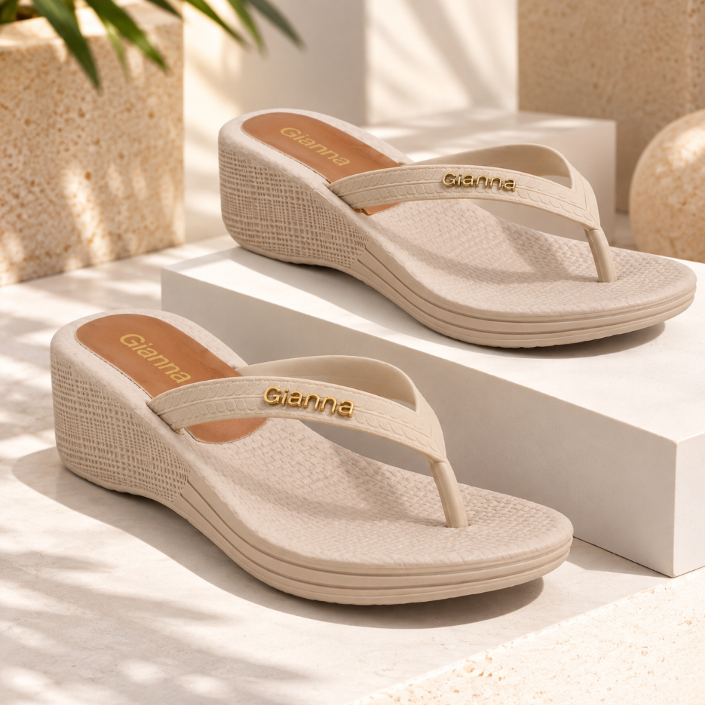 Chinelo de Dedo Tamanco Feminino Sandália Anatômica Confortável Antiderrapante Salto 5cm Gianna