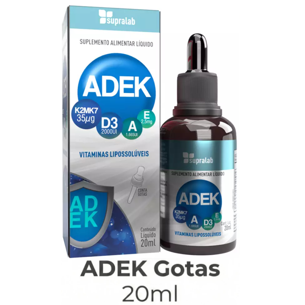 Vitamina ADEK 20 ML Supraervas Vitaminas A + D3 2000 ui + E + K2 mk7