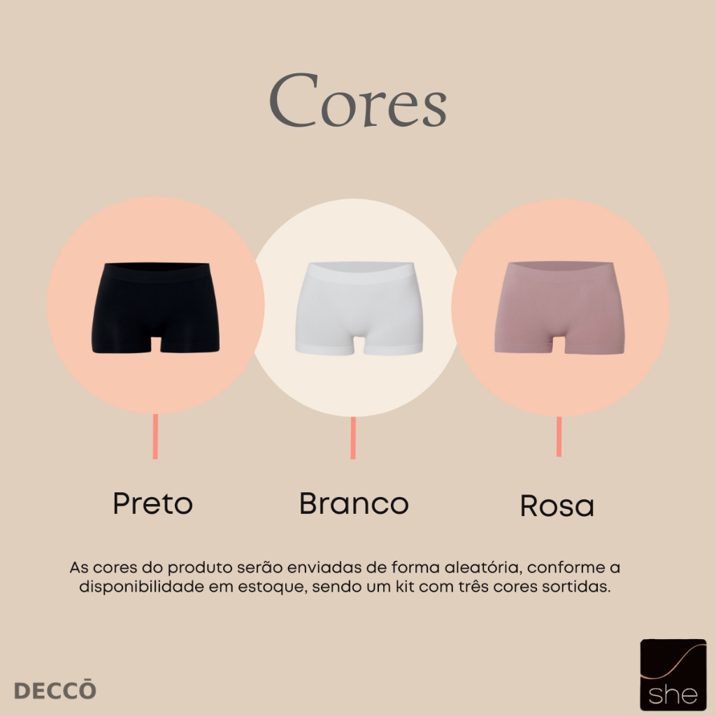 Kit 3 Calcinhas Basica She Boxer Box Anatomica Sem Costura Em Microfibra Basica — imagem 2 de 2