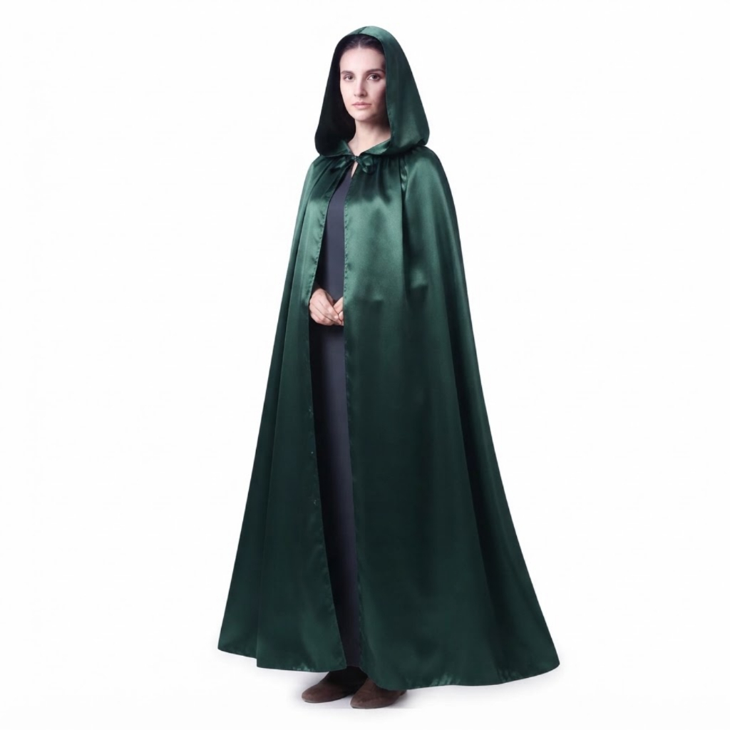 Capa de Cetim com Capuz | Halloween, festas e looks temáticos | Preto, Vermelho, Verde e Roxo — imagem 2 de 2