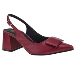 Scarpin Feminino Sapato Social Slingback Confortável com Enfeite Quadrado 18203